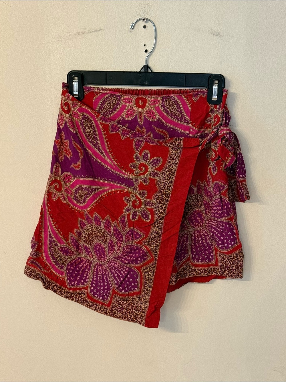 Women’s Red & Purple Floral Wrap Swim Cover-Up